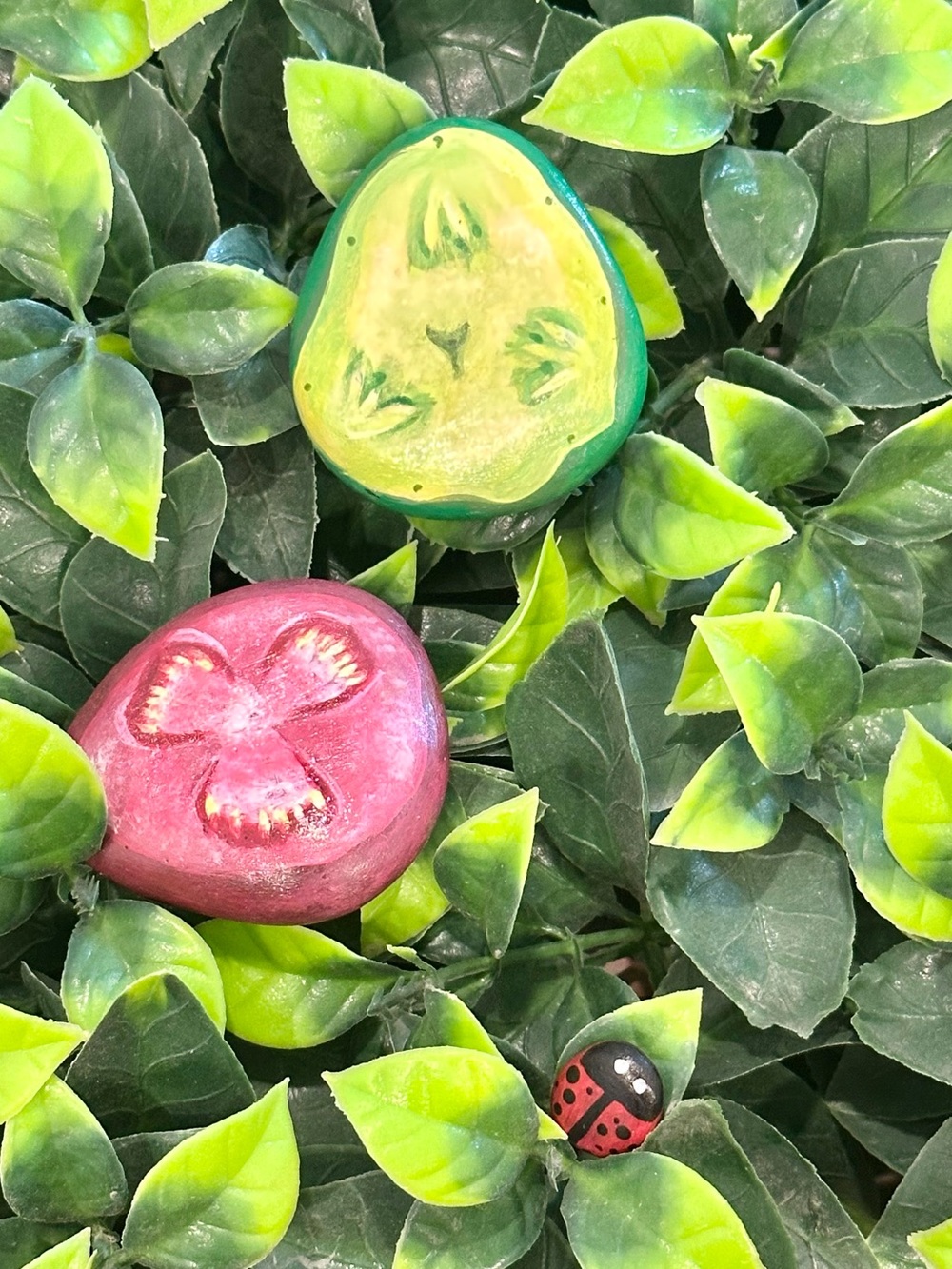 Tomato, Cucumber & a lady Ladybug Mud Kitchen Food Rocks